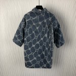 Louis Vuitton Monogram Printed Short-Sleeved Denim Shirt 1AFQZ1