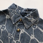 Louis Vuitton Monogram Printed Short-Sleeved Denim Shirt 1AFQZ1