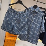 Louis Vuitton Monogram Printed Denim Shorts 1AFQFG