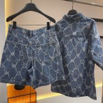 Louis Vuitton Monogram Printed Denim Shorts 1AFQFG