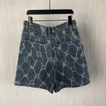 Louis Vuitton Monogram Printed Denim Shorts 1AFQFG