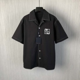 Replica Louis Vuitton Embroidered Short-Sleeved Cotton Shirt