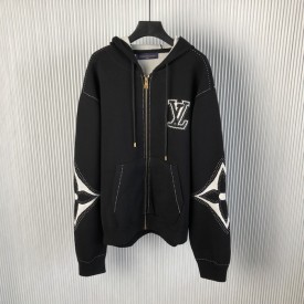 Louis Vuitton Graphic Intarsia Zipped Cotton Hoodie 1AFXKW