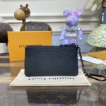 Louis Vuitton Black Aerogram cowhide leather Key Pouch M81031