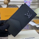 Louis Vuitton Black Aerogram cowhide leather Coin Card Holder M82068