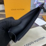 Louis Vuitton Black Aerogram cowhide leather Coin Card Holder M82068