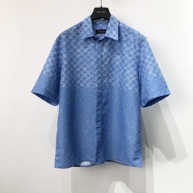 Replica Louis Vuitton Damier Spread Short-Sleeved Hook Detail Shirt