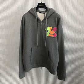 Replica Louis Vuitton 3D LV Graffiti Embroidered Zipped Hoodie