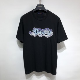 Louis Vuitton 3D LV Graffiti Embroidered T-Shirt Black