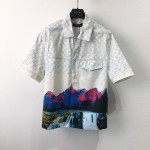 Louis Vuitton Landscape Short-Sleeved Denim Shirt 1AA5C2