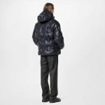 Louis Vuitton Monogram Leather Hooded Down Jacket 1AATKJ