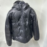 Louis Vuitton Monogram Leather Hooded Down Jacket 1AATKJ