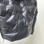 Louis Vuitton Monogram Leather Hooded Down Jacket 1AATKJ