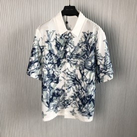 Replica Louis Vuitton Graphic Short-Sleeved Cotton Shirt