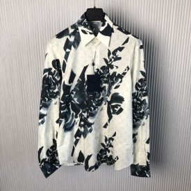 Replica Louis Vuitton Long-Sleeved Printed Cotton Shirt