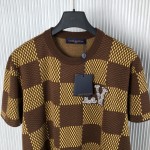 Louis Vuitton Short-Sleeved Cotton Damier Crewneck With Crystal Lv Patch 1AFIUR