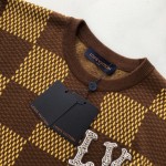 Louis Vuitton Short-Sleeved Cotton Damier Crewneck With Crystal Lv Patch 1AFIUR