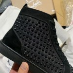 Christian Louboutin Louis Spikes Suede Leather Sneakers Black