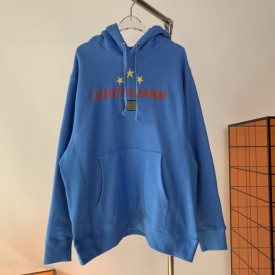 Gucci Band Print Hooded Sweatshirt Blue