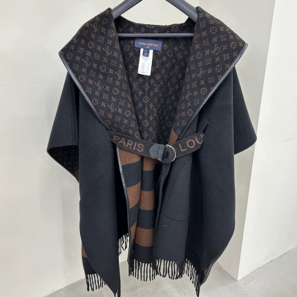 Louis Vuitton Hooded Cape Coat with Belt