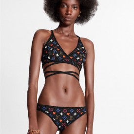 LV Game on Racer Back Bikini Black