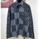 LV Monogram Waves Giant Damier Flannel Shirt 1A7X98