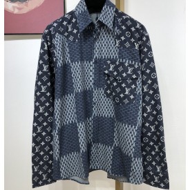 LV Monogram Waves Giant Damier Flannel Shirt 1A7X98