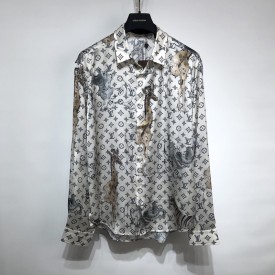 Louis Vuitton Monogram Giraffe Elephant Long Sleeve Shirt White