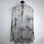 Louis Vuitton Monogram Giraffe Elephant Long Sleeve Shirt White