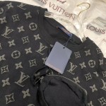 LV hook and loop monogram short pocket t shirt black