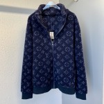 LV Monogram Teddy Jacquard Fleece Zip Jacket Navy