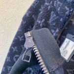 LV Monogram Teddy Jacquard Fleece Zip Jacket Navy