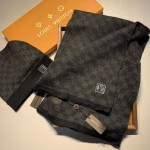 LV Petit Damier Scarf and Beanie NM wool set Black