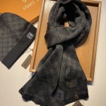 LV Petit Damier Scarf and Beanie NM wool set Black