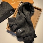 LV Petit Damier Scarf and Beanie NM wool set Black