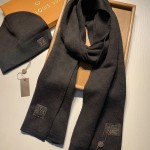 LV Petit Damier Scarf and Beanie NM wool set Brown