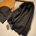 LV Petit Damier Scarf and Beanie NM wool set Brown