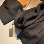 LV Petit Damier Scarf and Beanie NM wool set Brown