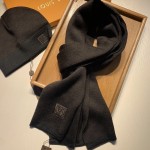 LV Petit Damier Scarf and Beanie NM wool set Brown