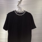 LV t shirt with chain jacquard rib collar black