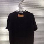 LV t shirt with chain jacquard rib collar black