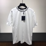 LV t shirt with chain jacquard rib collar white