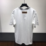 LV t shirt with chain jacquard rib collar white