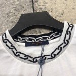 LV t shirt with chain jacquard rib collar white