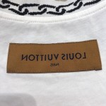 LV t shirt with chain jacquard rib collar white