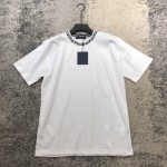 LV t shirt with chain jacquard rib collar white