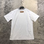 LV t shirt with chain jacquard rib collar white