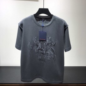 LV Vegetal Lace Embroidery T Shirt Black