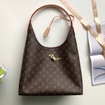 LV  Monogram Canvas Flower Hobo Bags Black M43630