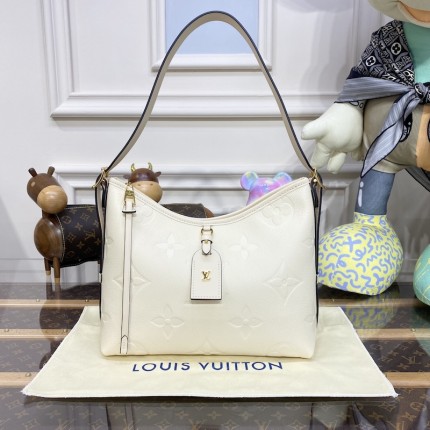 Louis Vuitton Monogram Empreinte CarryAll PM Bag Cream LV M46293